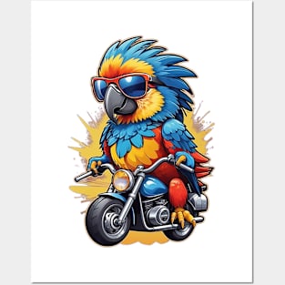 Motorbike Riding Macaw Posters and Art